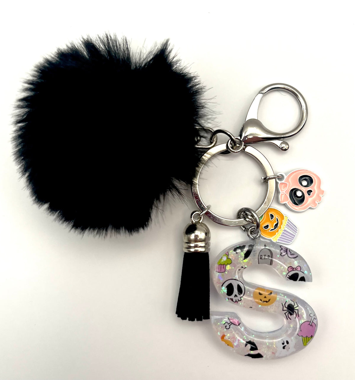 Limited Edition Spooky Cute Halloween Initial Pom-Pom Keychain ππ»