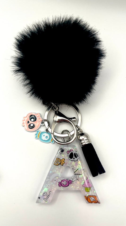 Limited Edition Spooky Cute Halloween Initial Pom-Pom Keychain 🎃👻