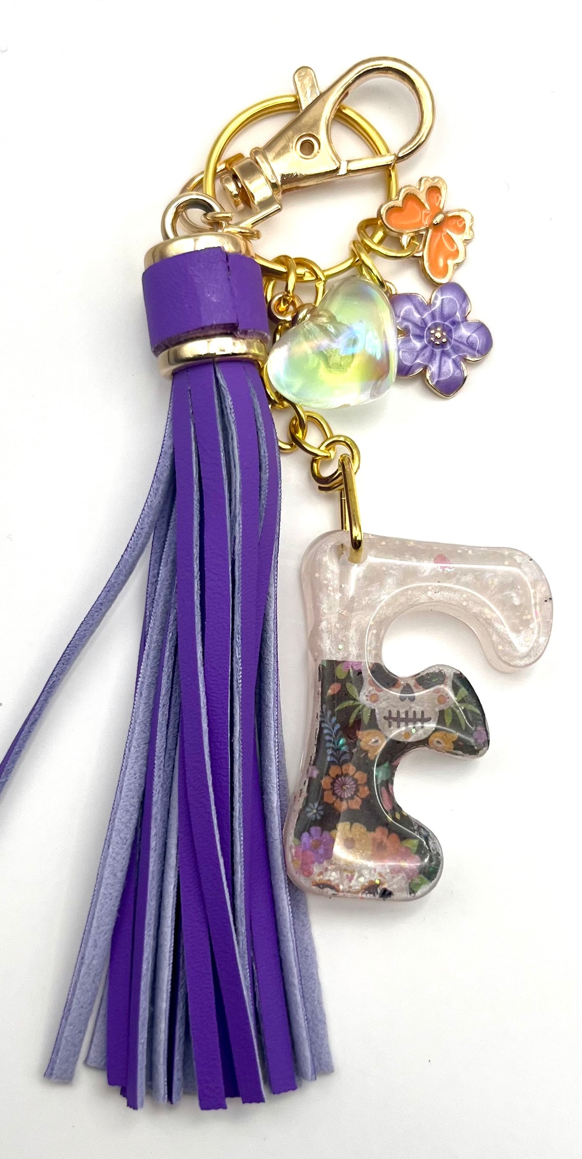 Sugar Skull Letter F Keychain & Bag Charm
