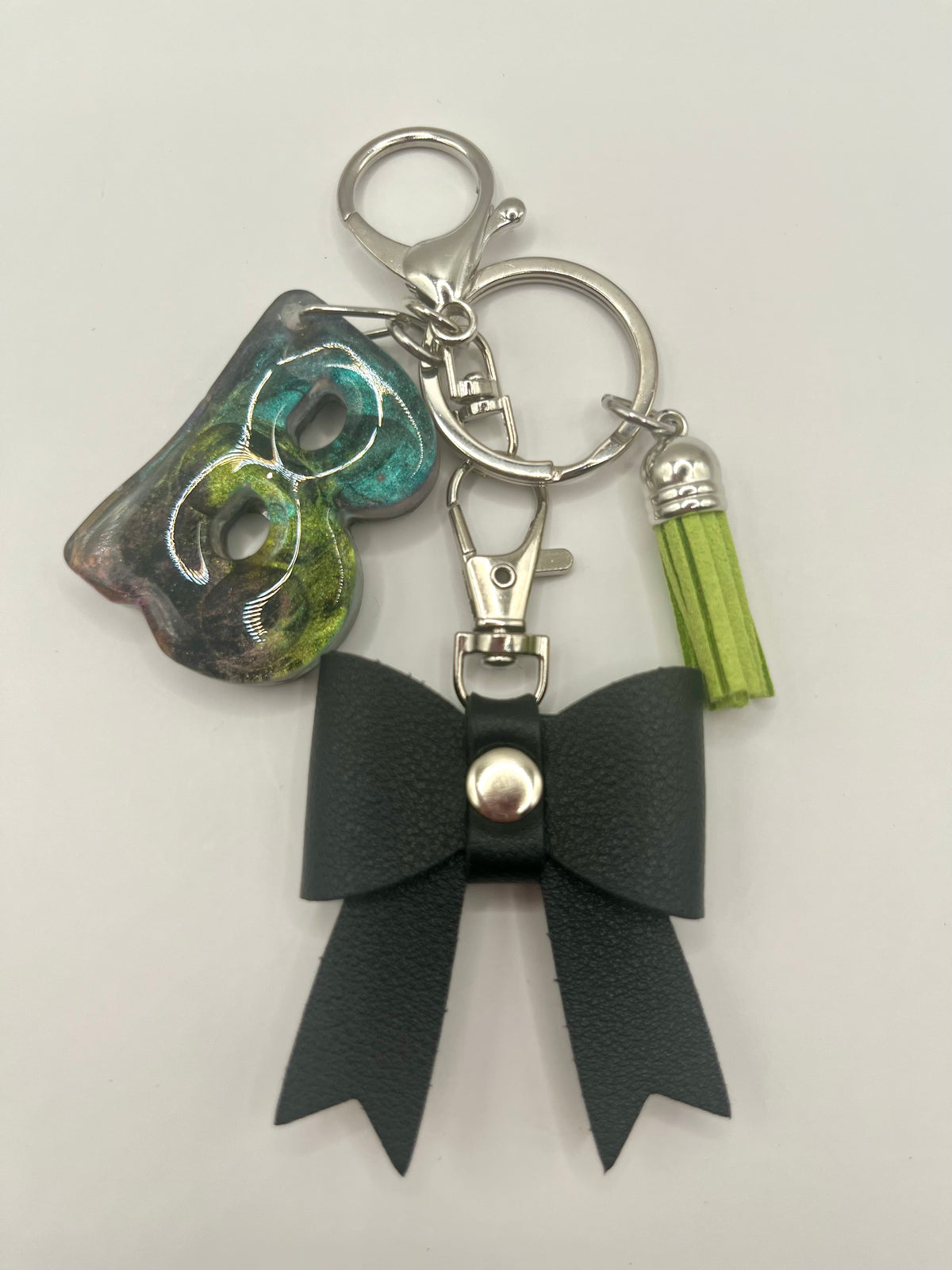 Enchanted Forest Chameleon Initial Bow Keychain & Bag Charm π²β¨π