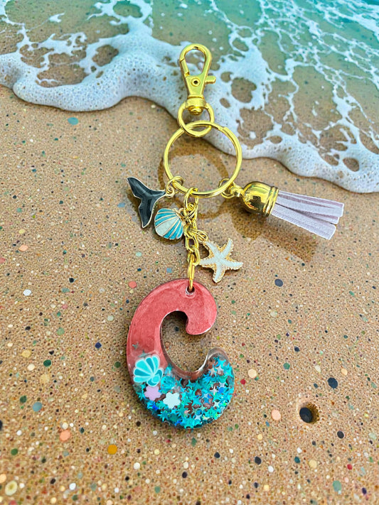 Ocean Dream Initial C Resin Bag Charm & Keychain
