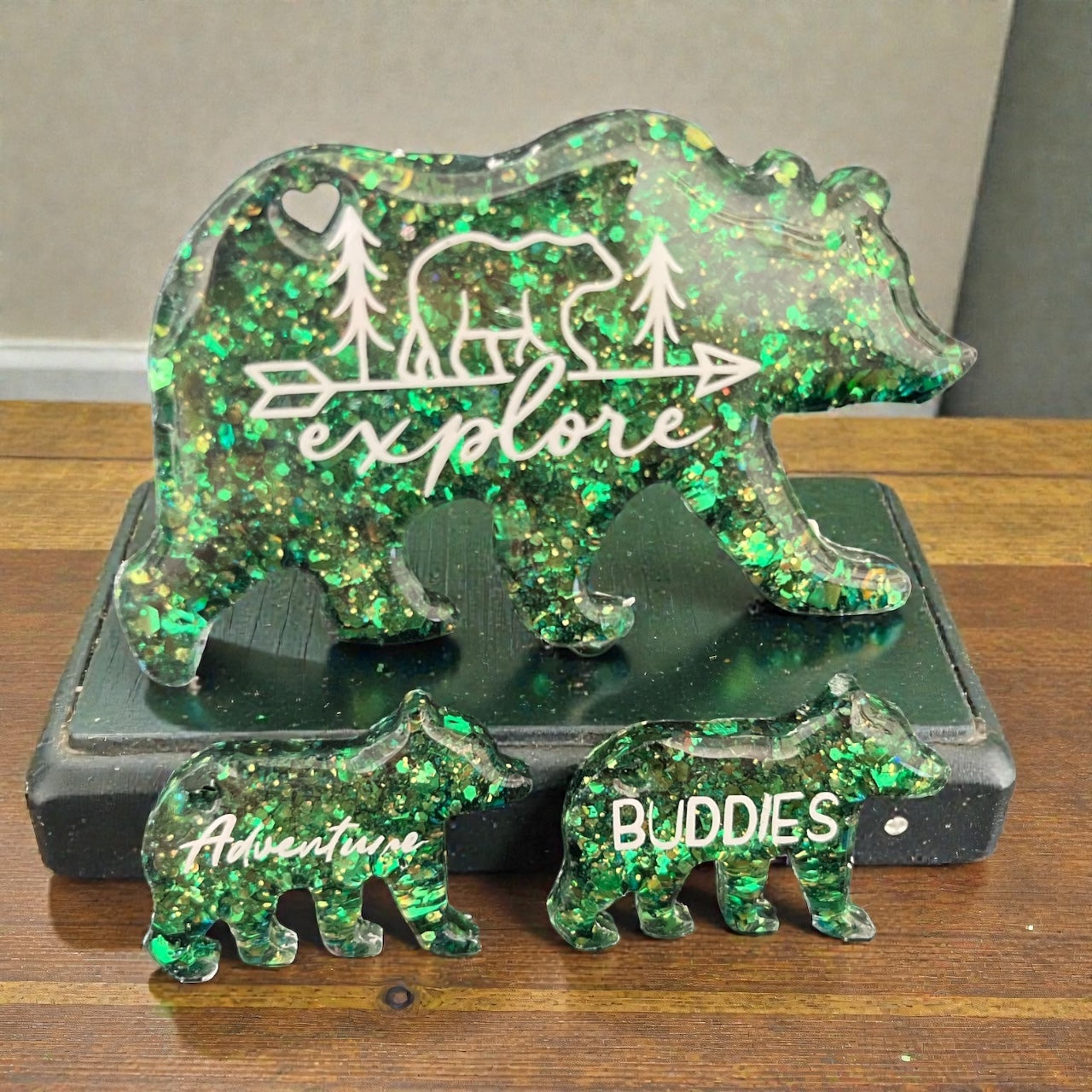 Dark Green Bear Adventure Magnets