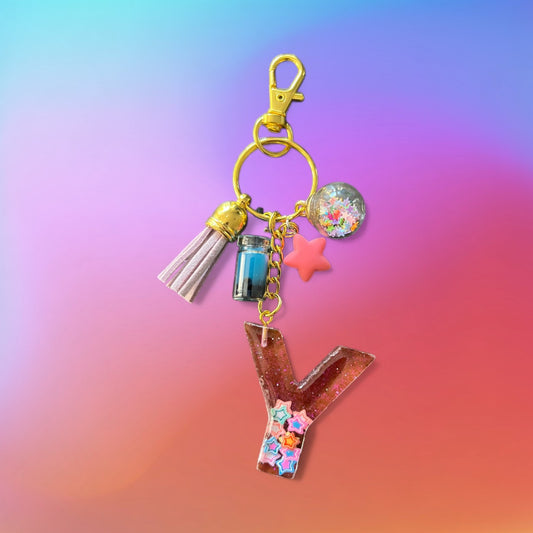 Stars Initial Y Resin Bag Charm & Keychain
