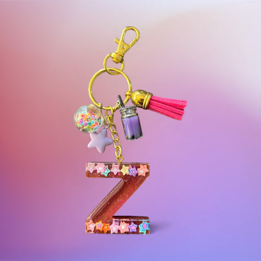 Stars Initial Z Resin Bag Charm & Keychain