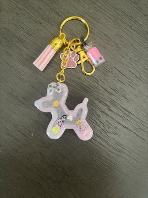 Pink Balloon Doggie Resin Shaker