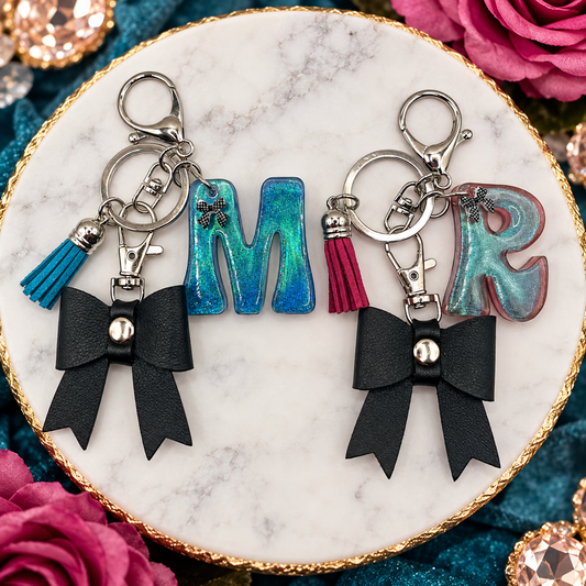 One-of-a-Kind Color Shift Initial Bow Keychain & Bag Charm ✨🎀