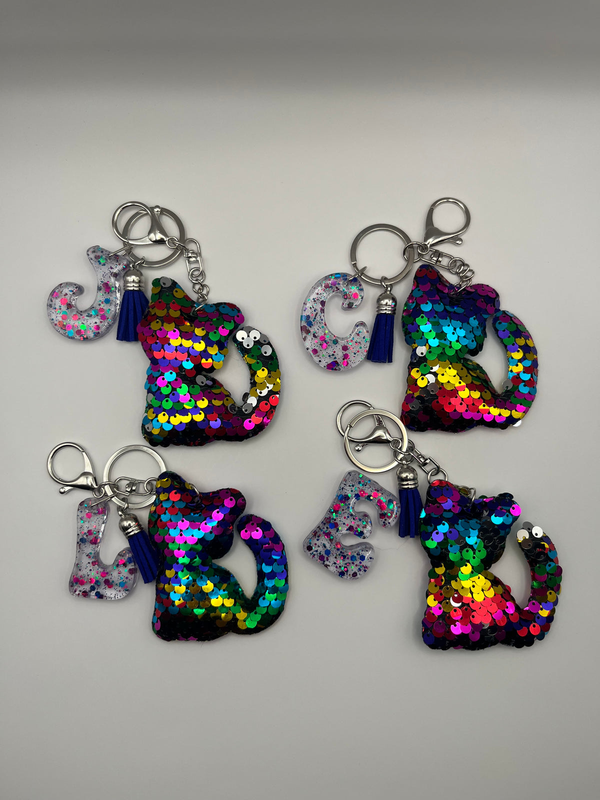 Personalized Sparkly Kitty Keychain – Choose Your Color & Initial