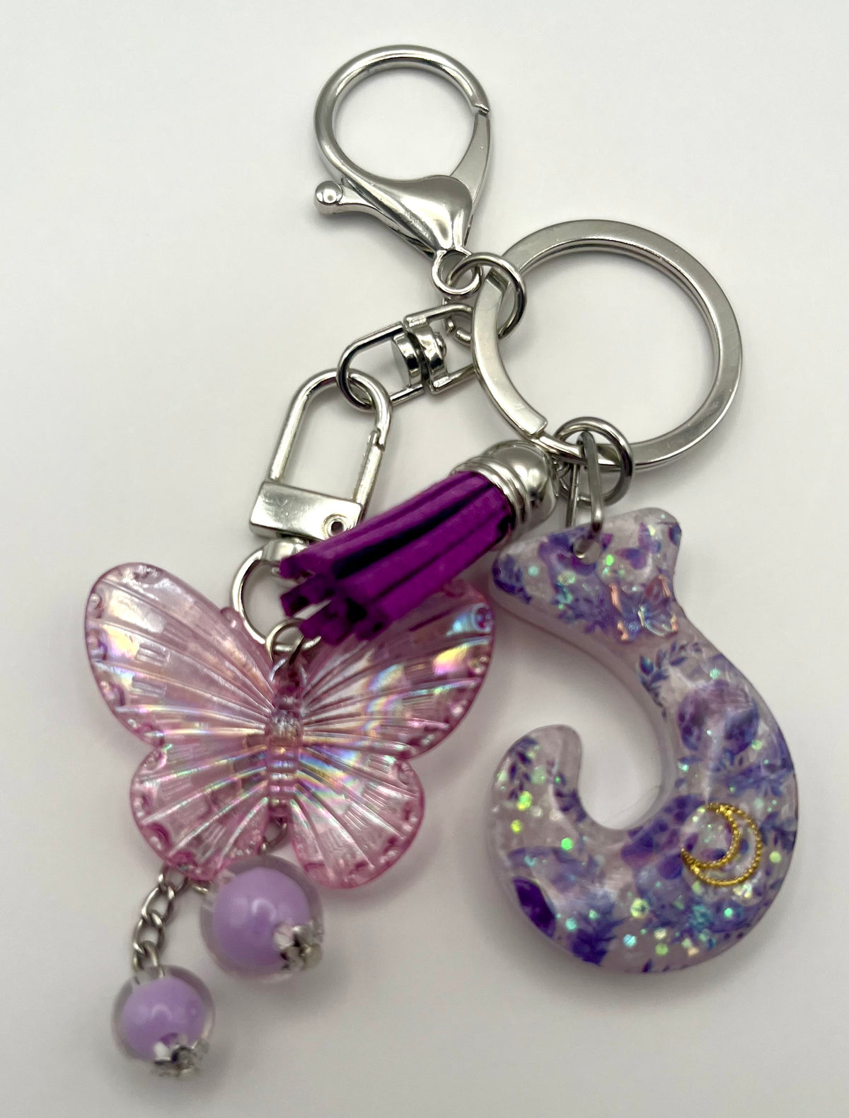 Purple Butterfly Initial Keychain and Bag Charm 🦋💜