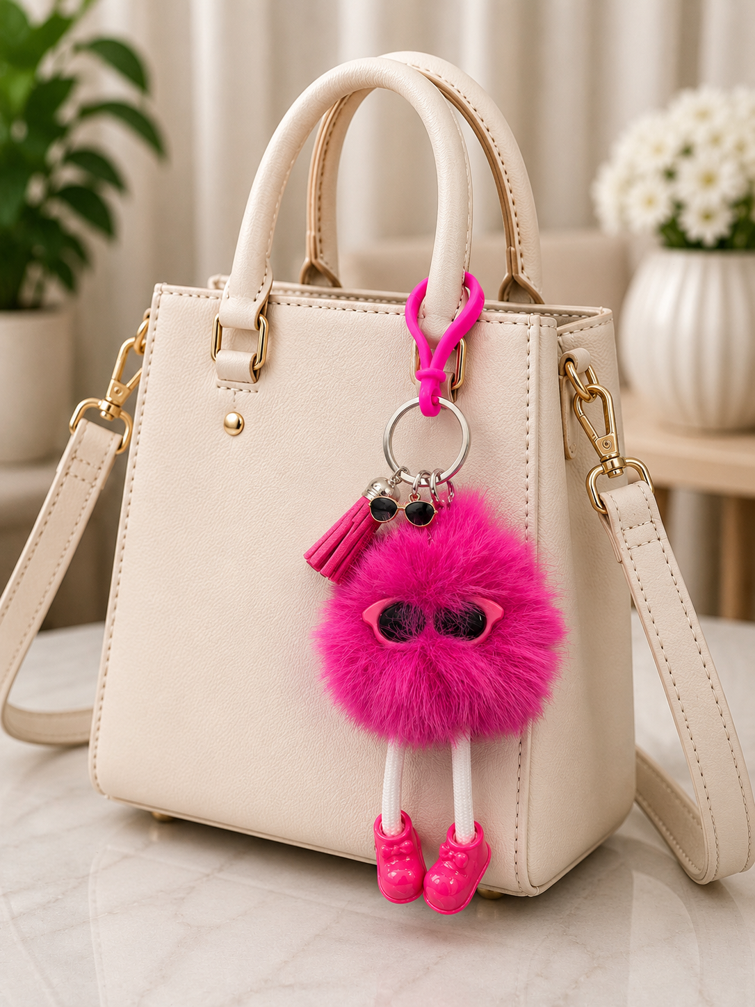 Whimsical Fuzzy Character Bag Charm
