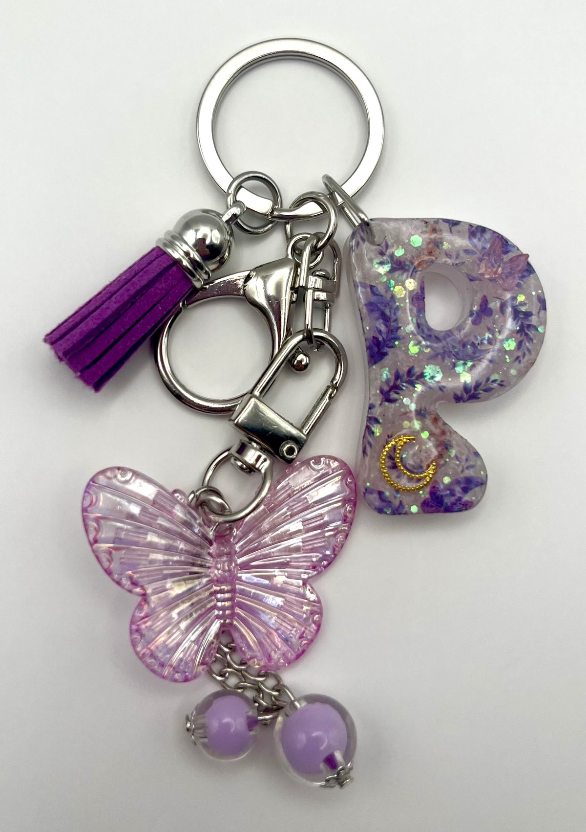 Purple Butterfly Initial Keychain and Bag Charm 🦋💜