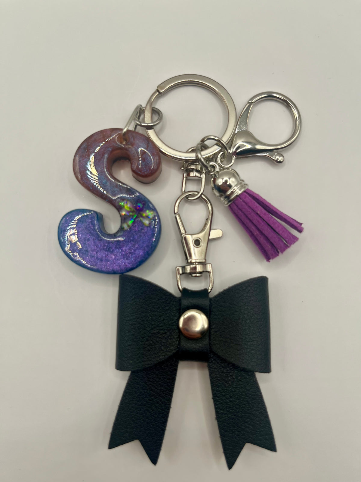 Midnight Chameleon Initial Bow Keychain & Bag Charm 🌙✨🎀