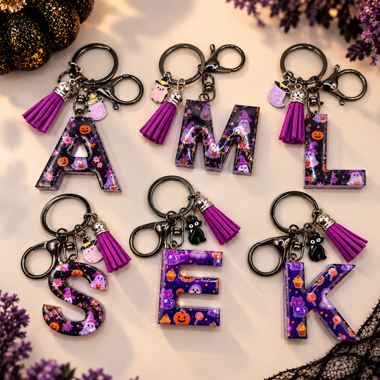Limited Edition Purple Halloween Initial Keychain 💜🎃👻