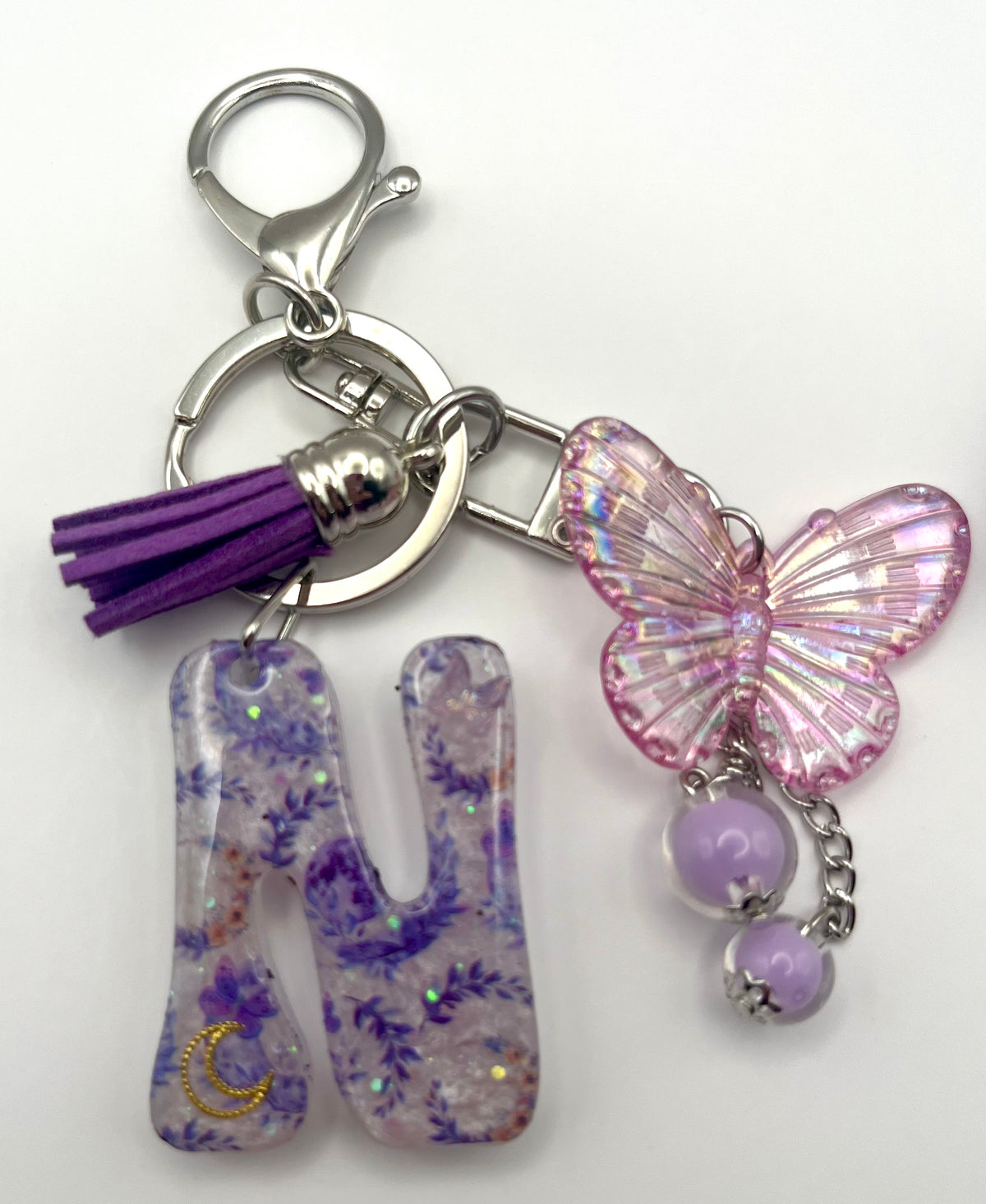 Purple Butterfly Initial Keychain and Bag Charm 🦋💜