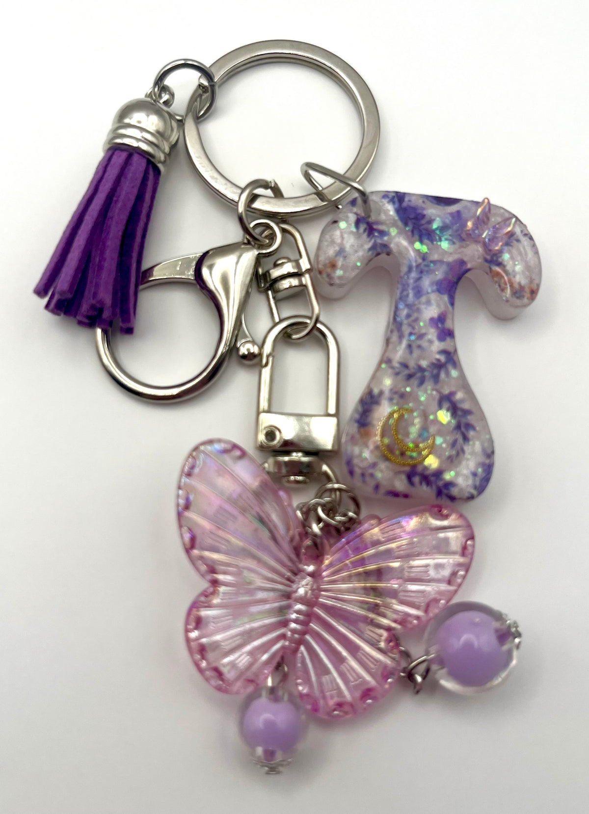 Purple Butterfly Initial Keychain and Bag Charm 🦋💜