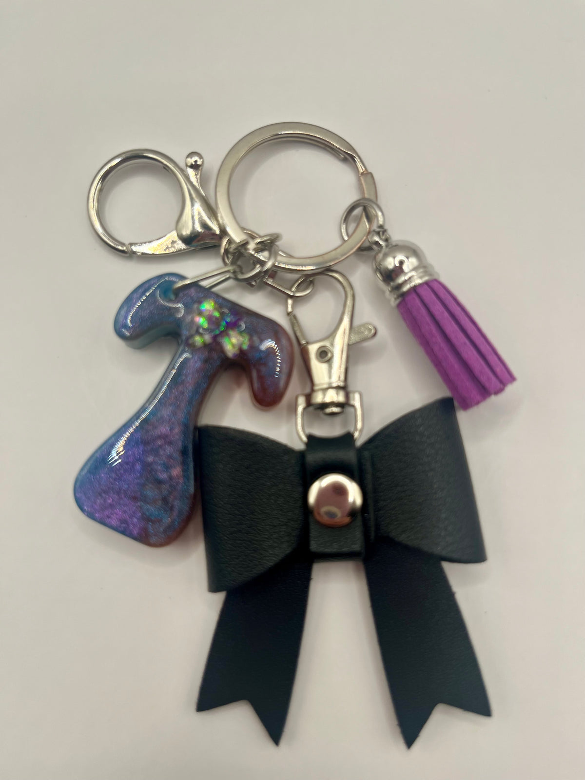 Midnight Chameleon Initial Bow Keychain & Bag Charm 🌙✨🎀