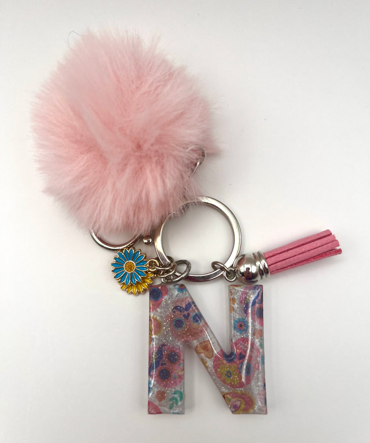 Colorful Sugar Skull Initial Keychain 💀🌸