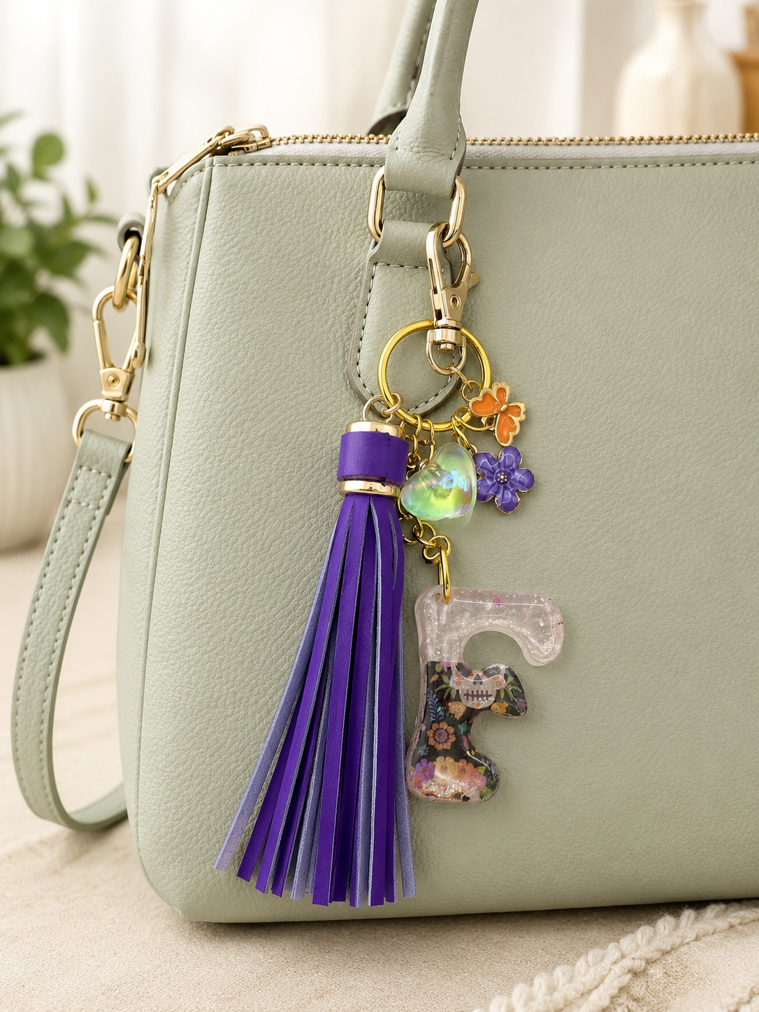 Sugar Skull Letter F Keychain & Bag Charm