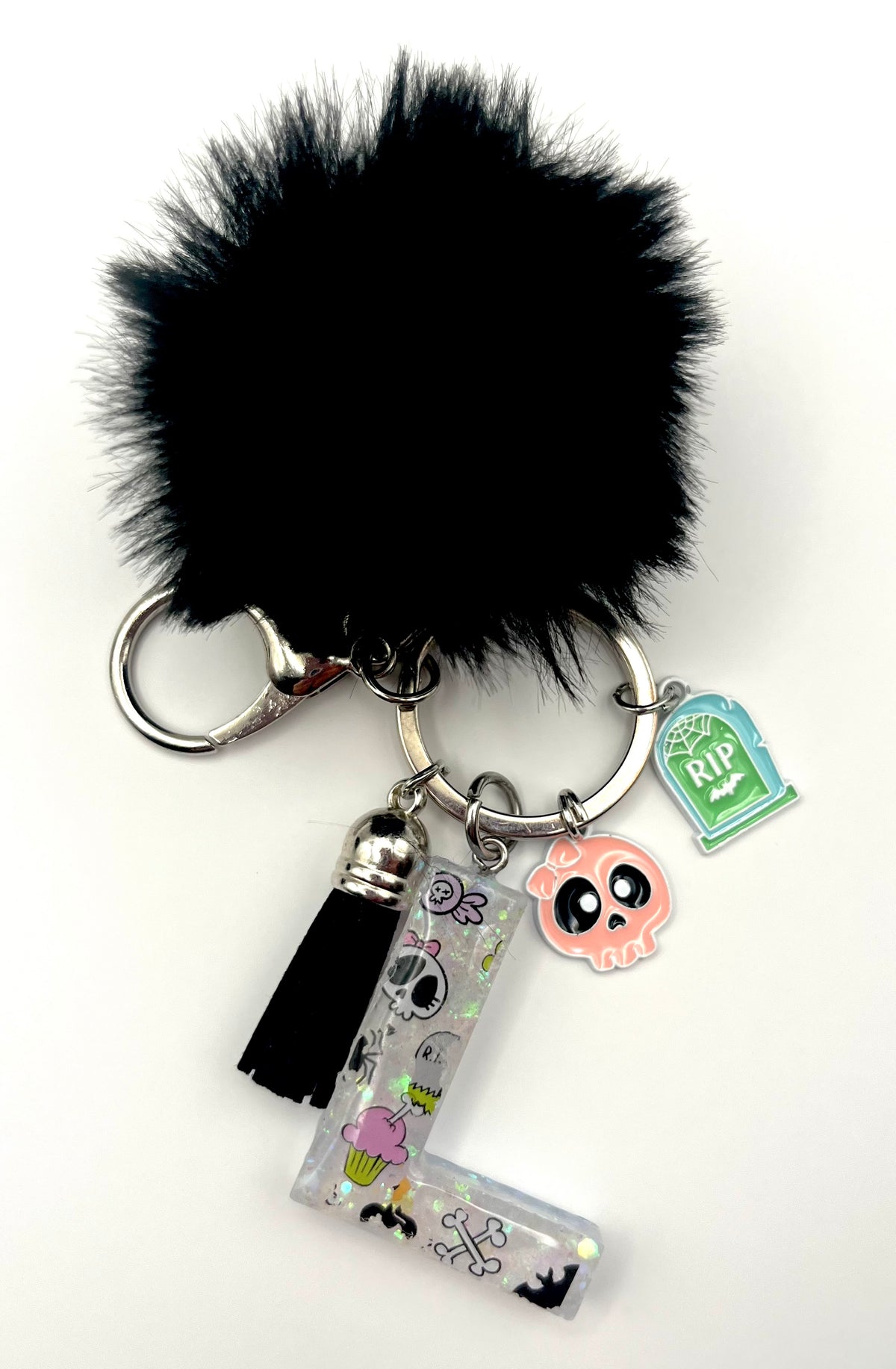 Limited Edition Spooky Cute Halloween Initial Pom-Pom Keychain 🎃👻