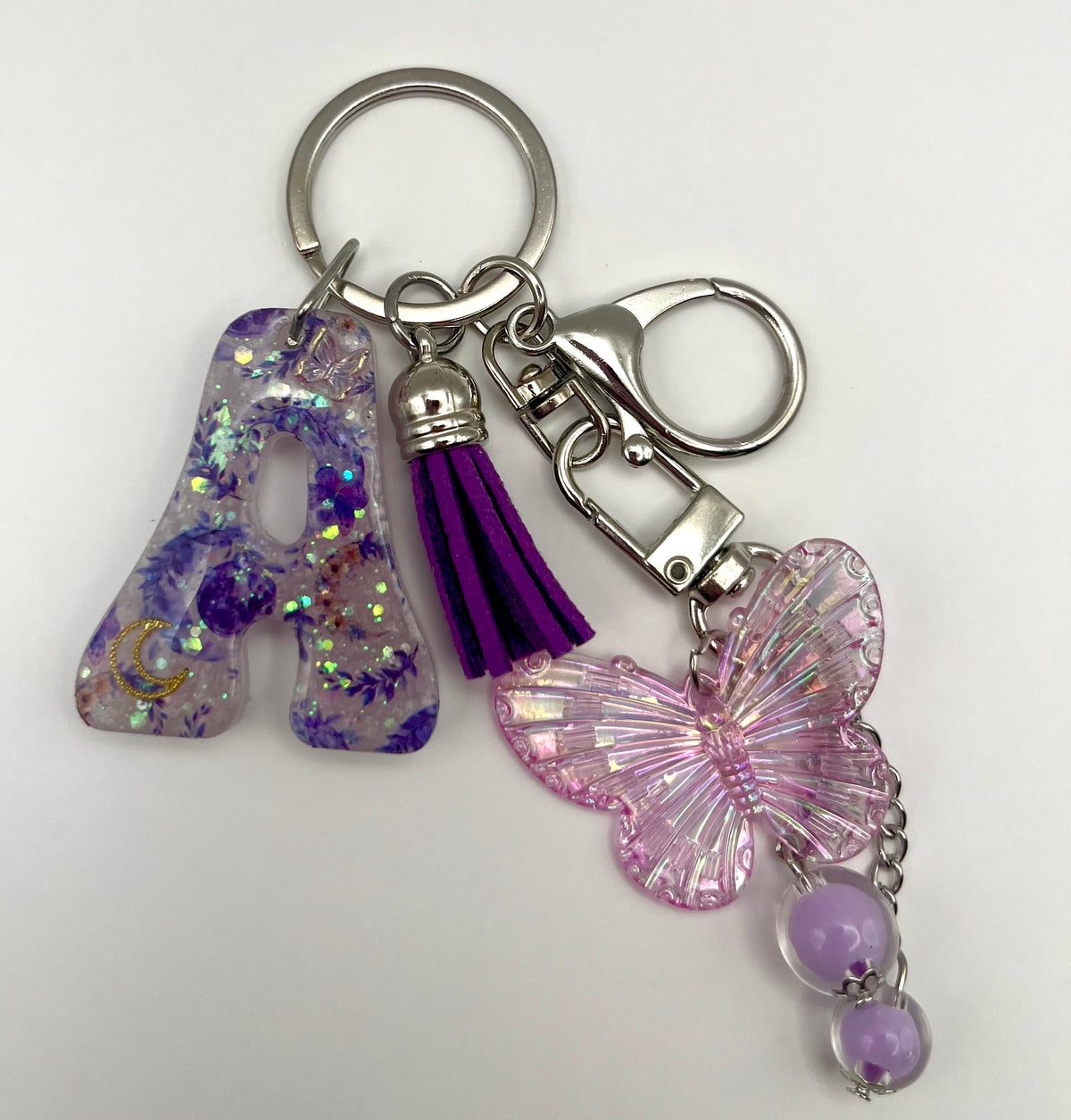 Purple Butterfly Initial Keychain and Bag Charm 🦋💜