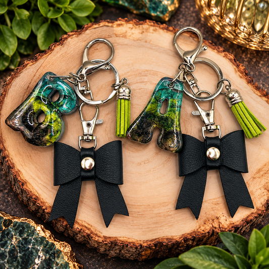 Enchanted Forest Chameleon Initial Bow Keychain & Bag Charm 🌲✨🎀
