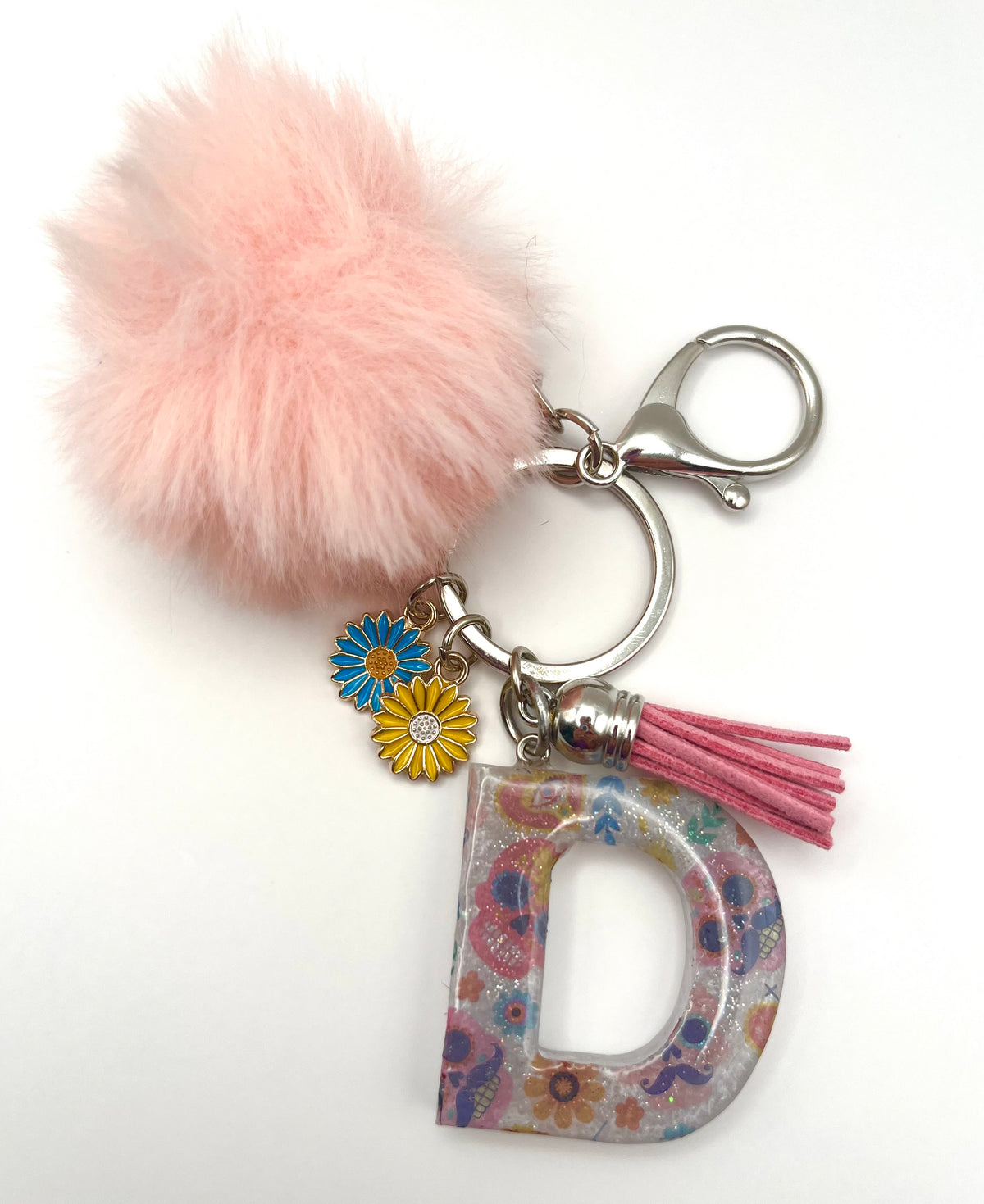 Colorful Sugar Skull Initial Keychain 💀🌸