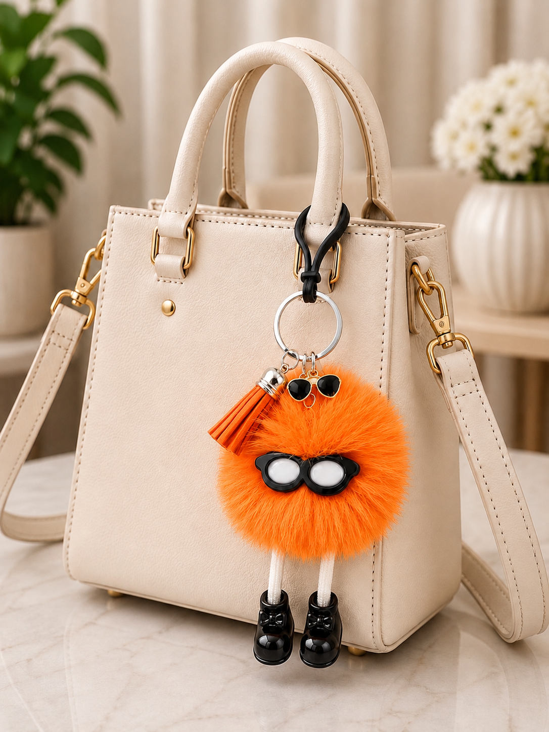 Whimsical Fuzzy Character Bag Charm