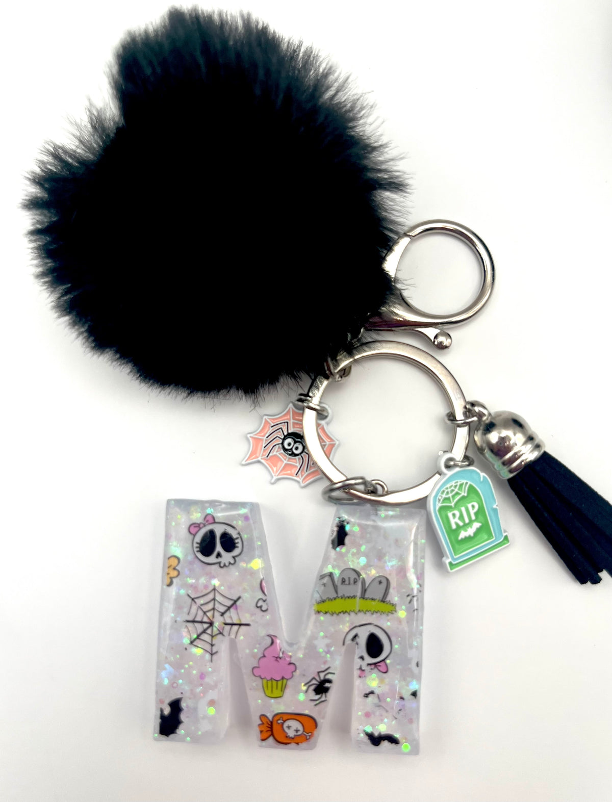 Limited Edition Spooky Cute Halloween Initial Pom-Pom Keychain 🎃👻