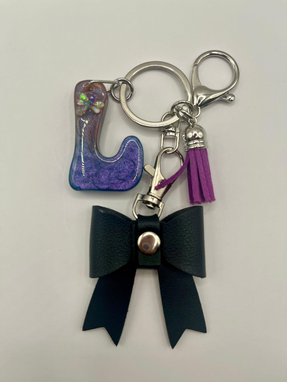 Midnight Chameleon Initial Bow Keychain & Bag Charm 🌙✨🎀