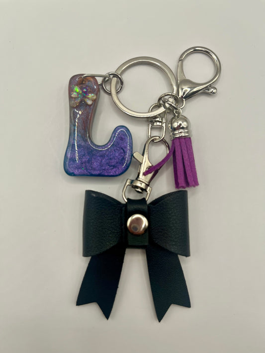 Midnight Chameleon Initial Bow Keychain & Bag Charm 🌙✨🎀