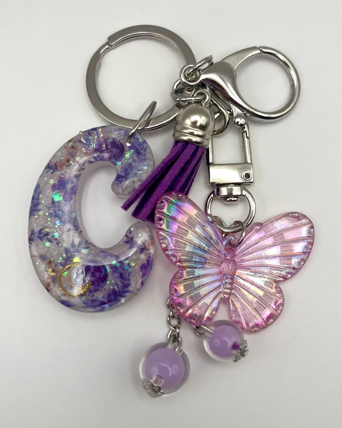 Purple Butterfly Initial Keychain and Bag Charm 🦋💜