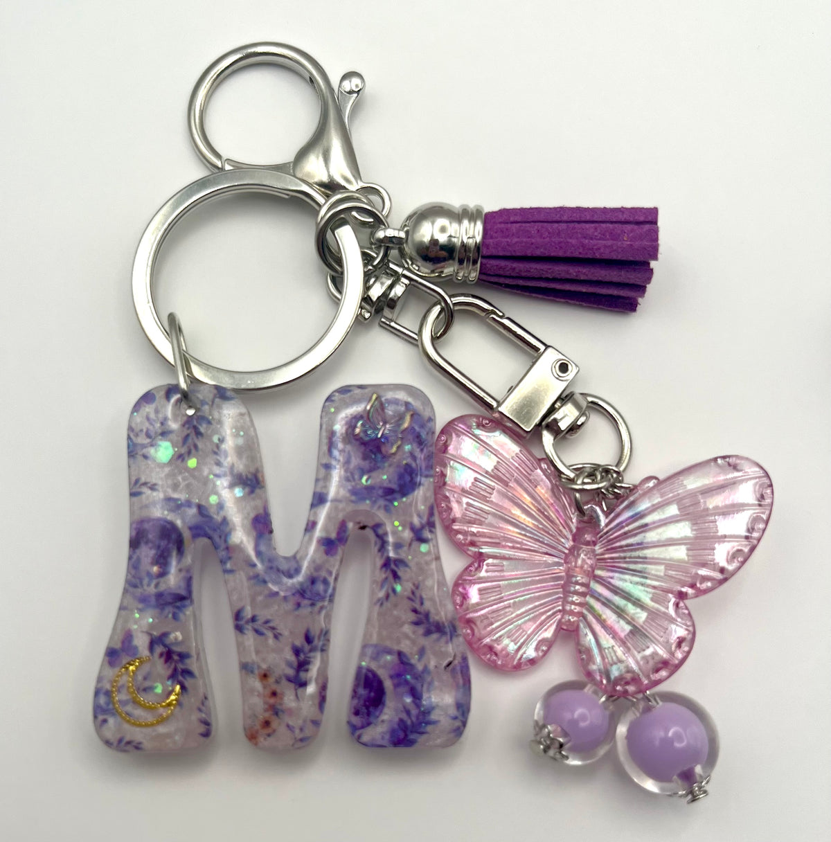 Purple Butterfly Initial Keychain and Bag Charm 🦋💜