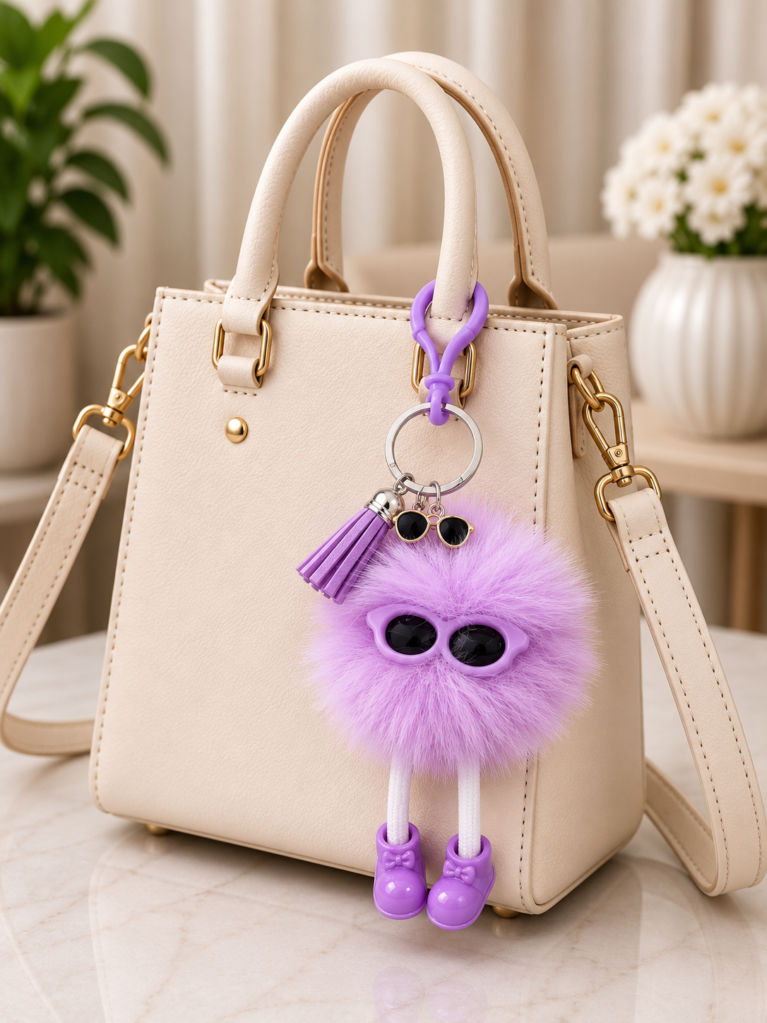 Whimsical Fuzzy Character Bag Charm