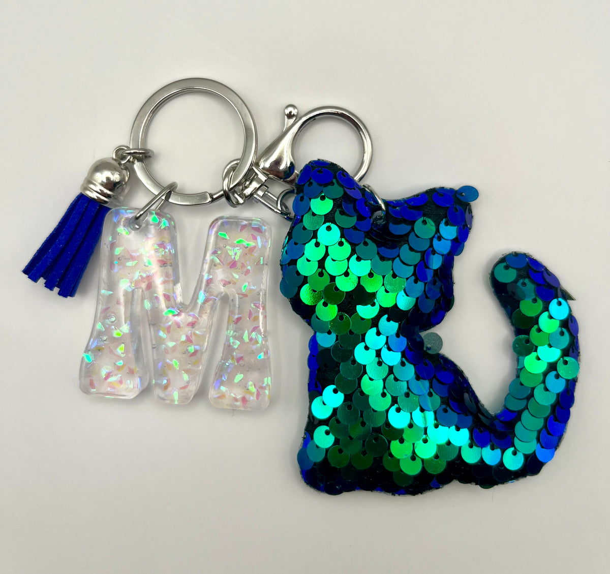 Personalized Sparkly Kitty Keychain – Choose Your Color & Initial