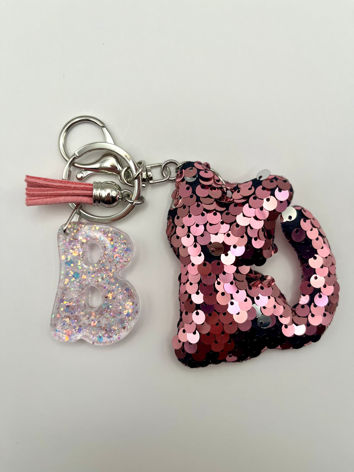Personalized Sparkly Kitty Keychain – Choose Your Color & Initial