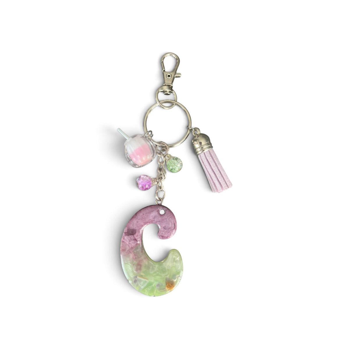 Pebble Pastel Initial C Resin Bag Charm & Keychain