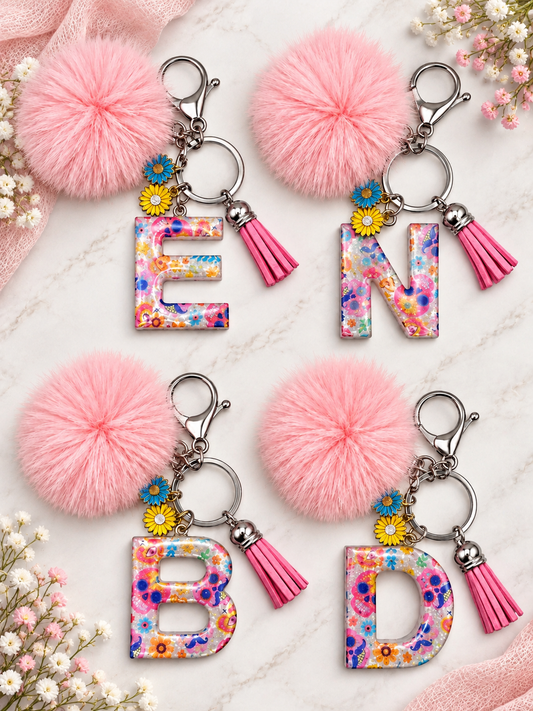 Colorful Sugar Skull Initial Keychain 💀🌸