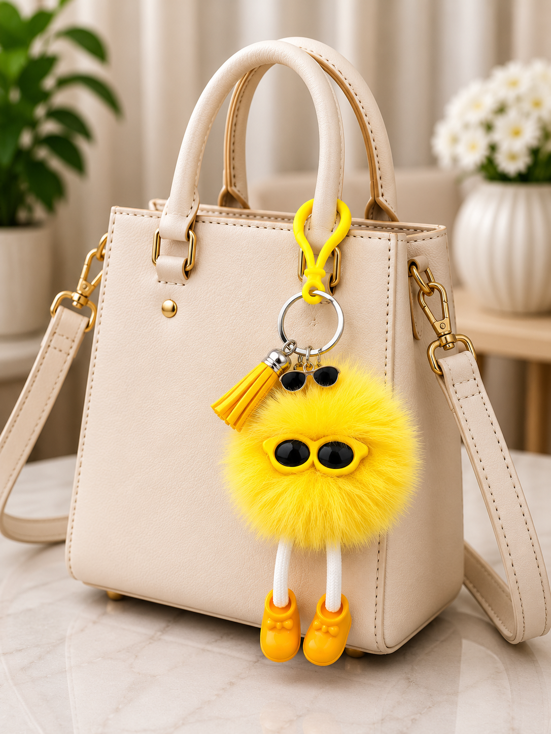 Whimsical Fuzzy Character Bag Charm