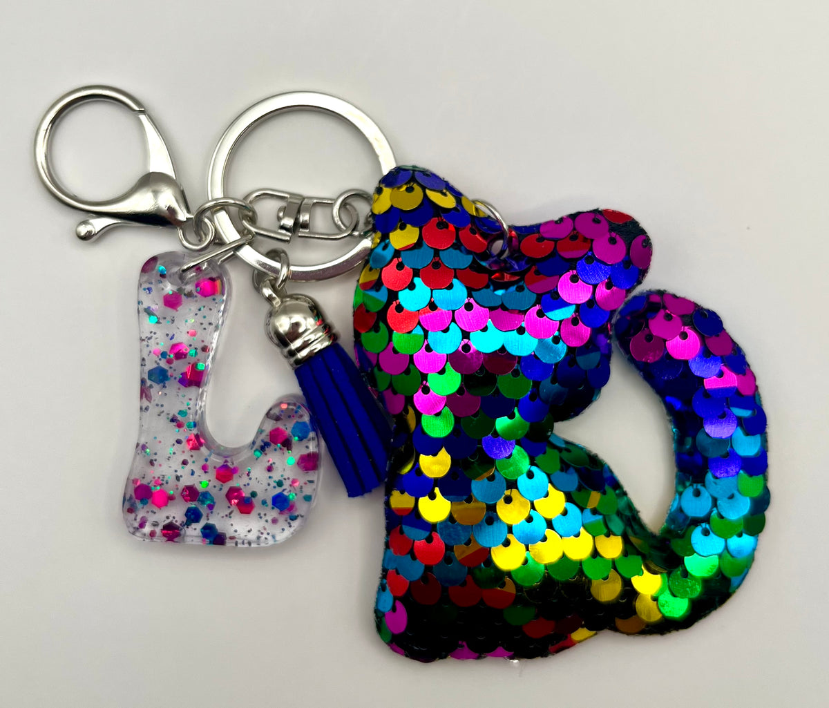 Personalized Sparkly Kitty Keychain – Choose Your Color & Initial