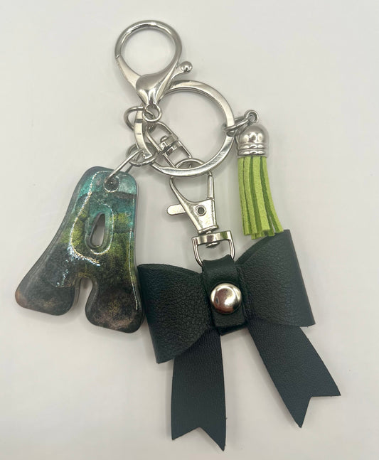 Enchanted Forest Chameleon Initial Bow Keychain & Bag Charm 🌲✨🎀