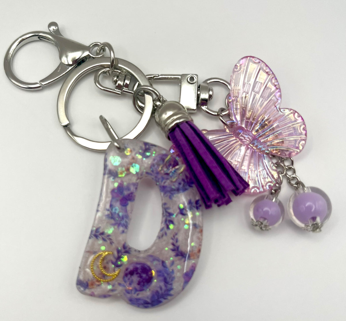 Purple Butterfly Initial Keychain and Bag Charm 🦋💜