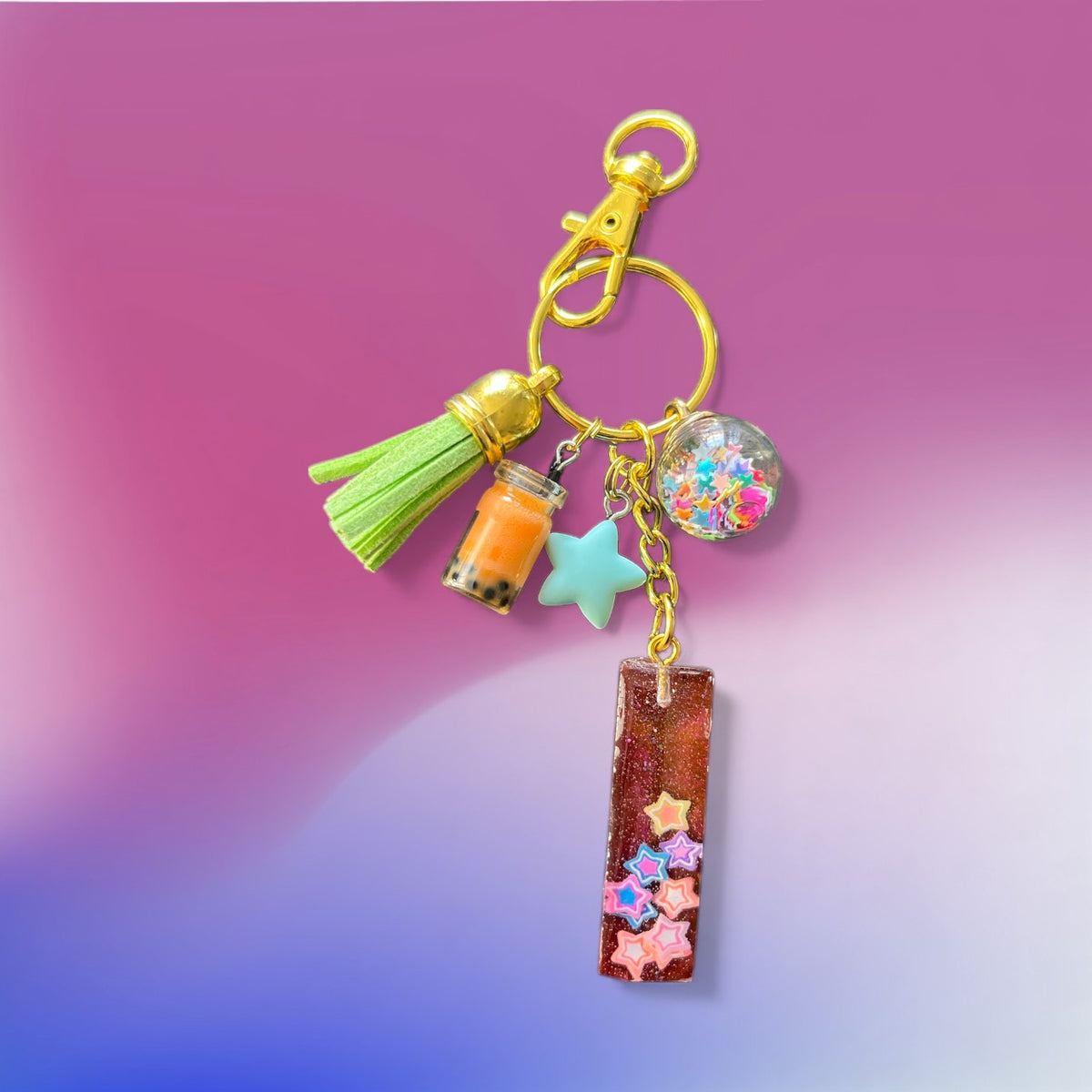 Stars Initial I Resin Bag Charm & Keychain