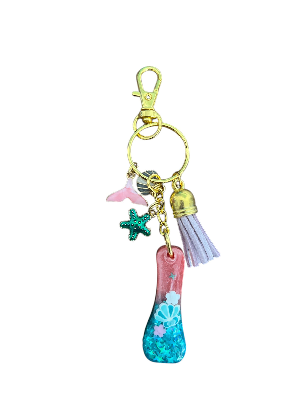 Ocean Dream Initial I Resin Bag Charm & Keychain