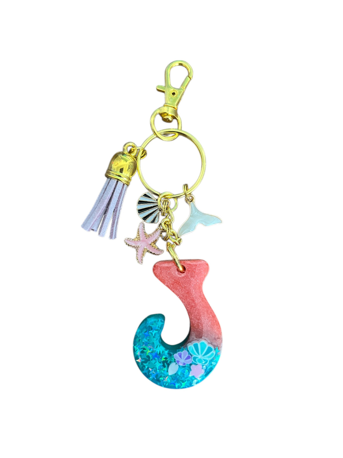 Ocean Dream Initial J Resin Bag Charm & Keychain