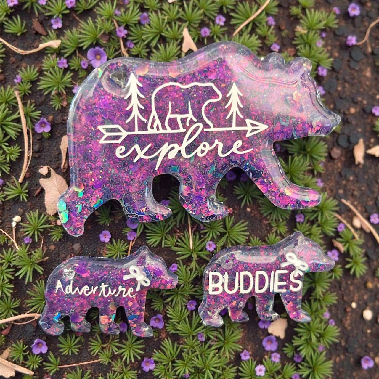 Purple Bear Adventure Magnets