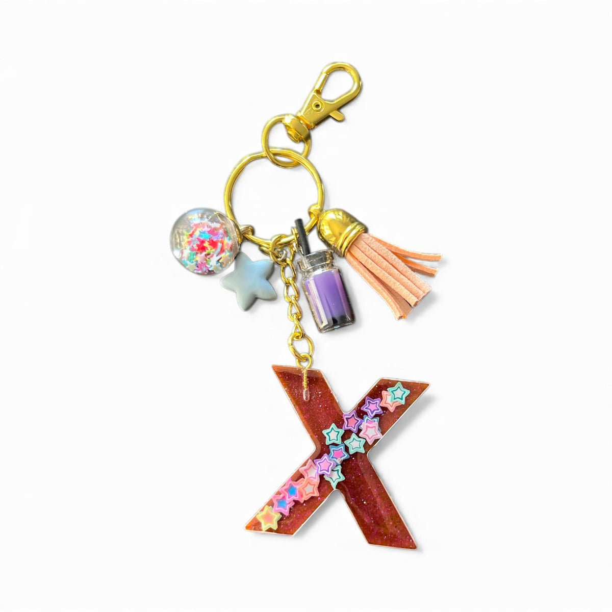 Stars Initial X Resin Bag Charm & Keychain