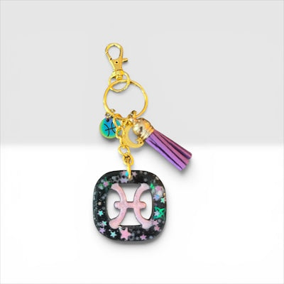 Pisces Multi Colored Zodiac Bag Charm