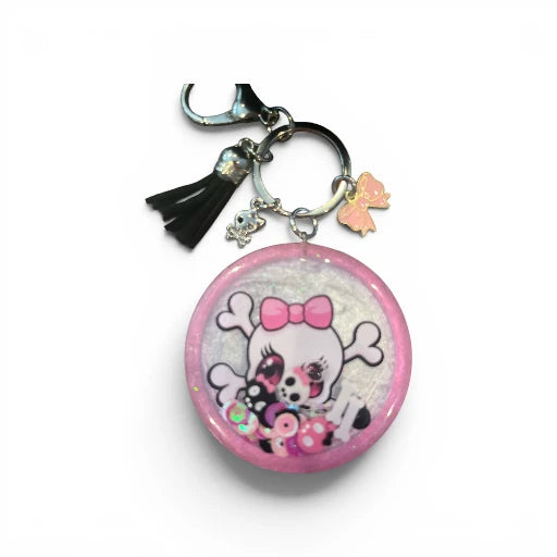 Pink Bow Skull Resin Shaker
