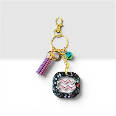 Aquarius Multi Colored Zodiac Bag Charm