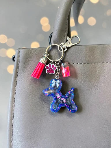 Blue & Pink Balloon Doggie Resin Shaker