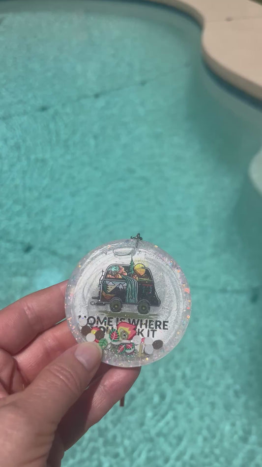 Home Is Where You Park It Resin Shaker Bag Charm